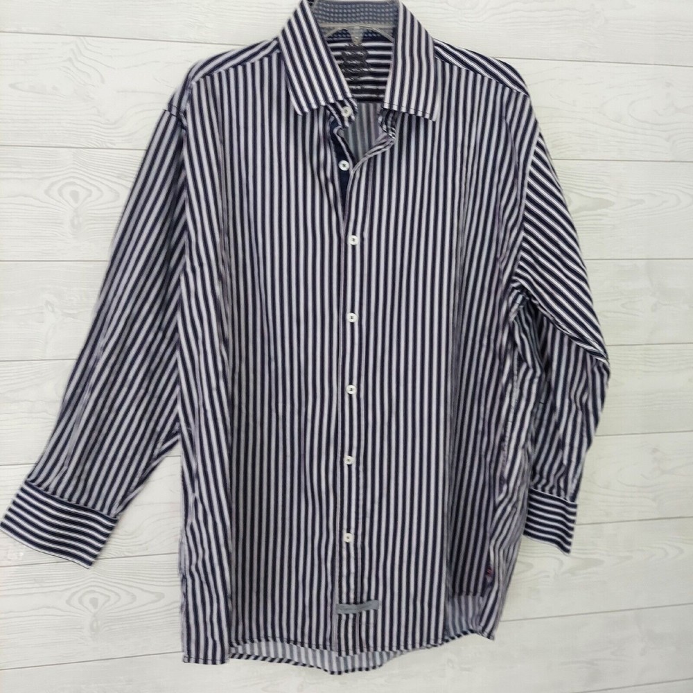 English Laundry Button Up Shirt XL Blue Stripe Long Sleeve
